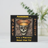 Funny Pirate Skull Halloween-Party Einladung (Stehend Vorderseite)