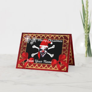 Funny Pirate Skull Santa personalisierte Weihnacht Feiertagskarte