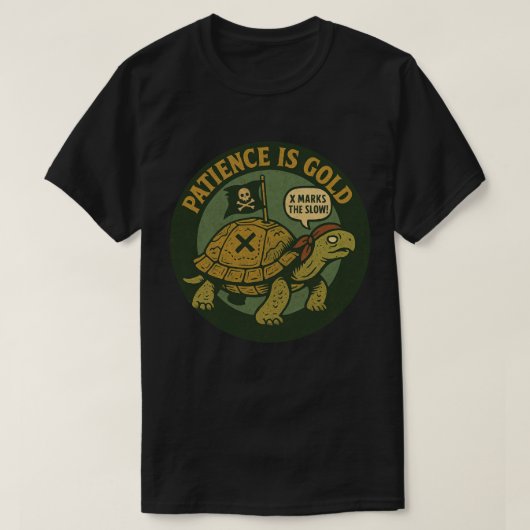 Funny Pirate Turtle Patience Gold T-Shirt (Design vorne)