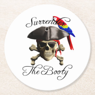 Funny Pirate Übergabe des Hinterns Runder Pappuntersetzer