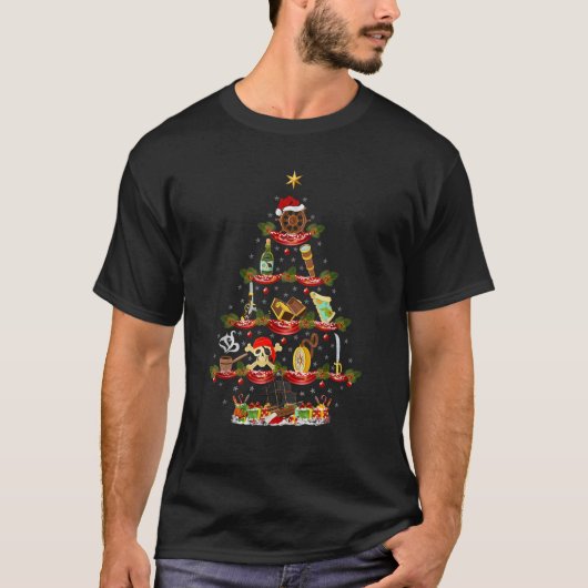 Funny Pirate Xmas Lighting Pirate Weihnachtsbaum T-Shirt (Vorderseite)