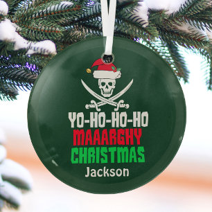 Funny Pirate Yo Ho Ho Ho Frohe Weihnachten Ornament Aus Glas