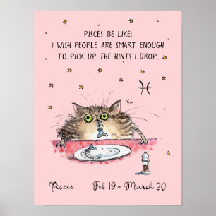 Funny Pisces poster Zodiac Cat Star Schild Plakat