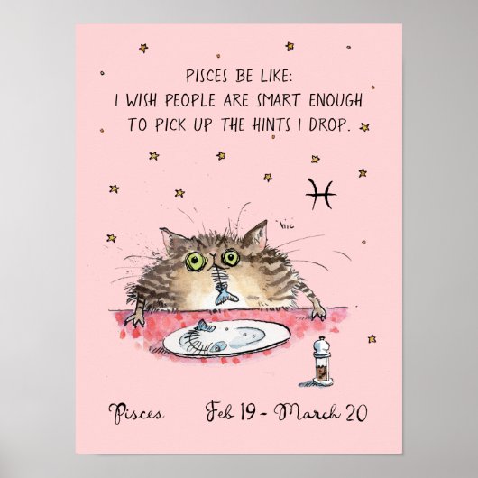 Funny Pisces poster Zodiac Cat Star Schild Plakat (Vorne)