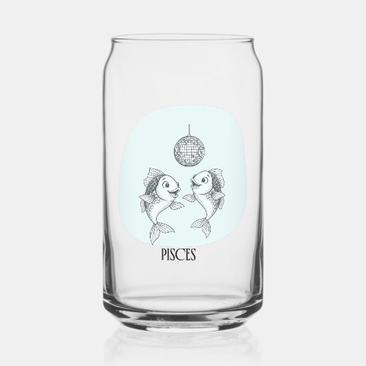 Funny Pisces Zodiac Disco Fish Drinkware Set Dosenglas (Vorderseite)