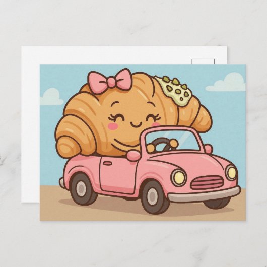 Funny pistachio croissant  postkarte (Vorne/Hinten)