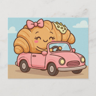 Funny pistachio croissant postkarte
