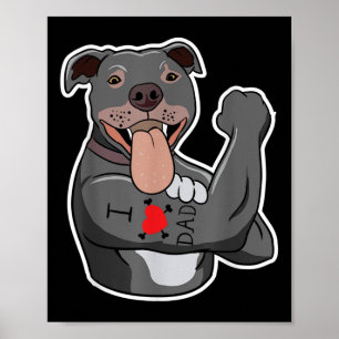 Funny Pit Bull Dog I Liebe Vater Tattoo Liebhaber  Poster
