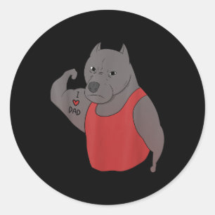 Funny Pit Bull Dog I Liebe Vater Tattoo Lover Runder Aufkleber