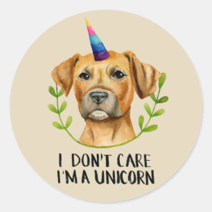Funny Pit Bull Dog Unicorn Runder Aufkleber