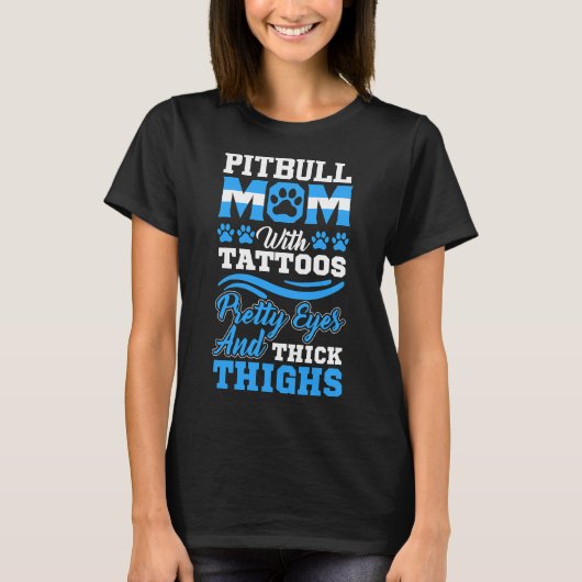 Funny Pit Bull Mama Angepasst T-Shirt (Vorderseite)