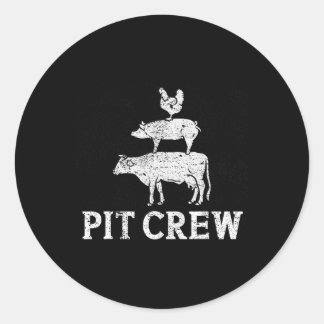 Funny Pit Crew Grillen Grilling Rauch Hühnerpork B Runder Aufkleber
