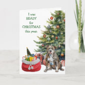 Funny Pitbull Dog Bereit für Weihnachten (Vorderseite)