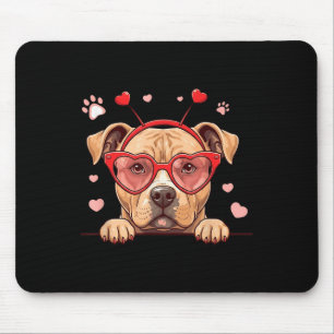 Funny Pitbull Dog Heart Headband Valentine Womens Mousepad