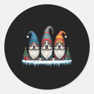 Funny Pitbull Gnomies Christmas Gnome Damen Mens Runder Aufkleber