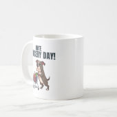Funny Pitbull Grocery Shopping Cartoon Kaffeetasse (Vorderseite Links)