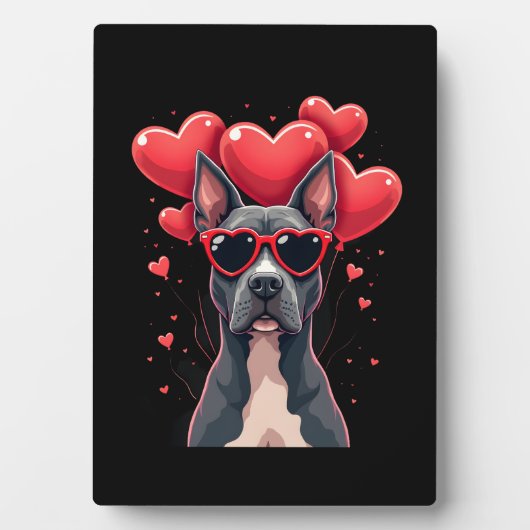 Funny Pitbull Heart Valentines Day Dog Dad Mom Gif Fotoplatte (Vorderseite)