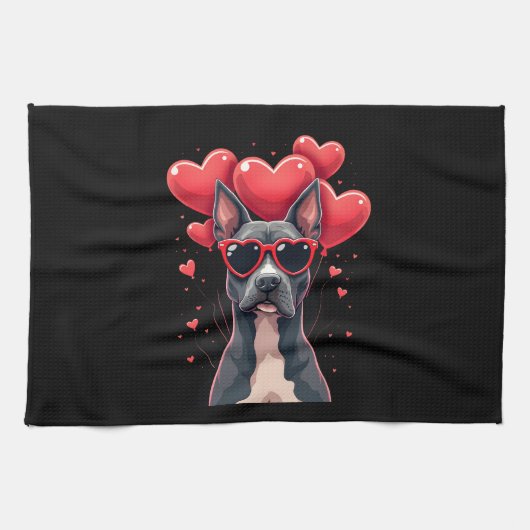 Funny Pitbull Heart Valentines Day Dog Dad Mom Gif Geschirrtuch (Horizontal)