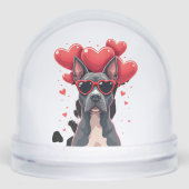 Funny Pitbull Heart Valentines Day Dog Dad Mom Gif Schneekugeln (Vorderseite)