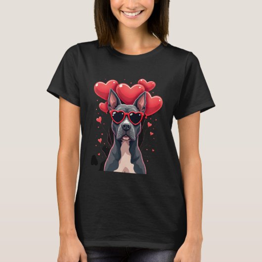 Funny Pitbull Heart Valentines Day Dog Dad Mom Gif T-Shirt (Vorderseite)