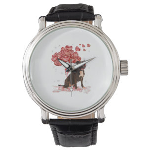 Funny Pitbull Heart Valentinstag Dog Vater Mama Gi Armbanduhr