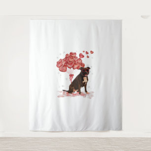 Funny Pitbull Heart Valentinstag Dog Vater Mama Gi Wandteppich