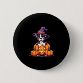Funny Pitbull Hexch Pumpkin Dog Halloween Mens Wom Button (Vorderseite)