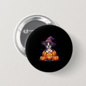 Funny Pitbull Hexch Pumpkin Dog Halloween Mens Wom Button (Vorne & Hinten)