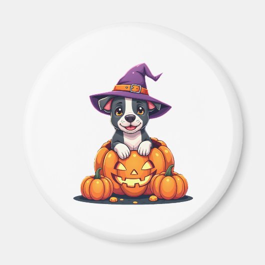 Funny Pitbull Hexch Pumpkin Dog Halloween Mens Wom Magnet (Vorne)