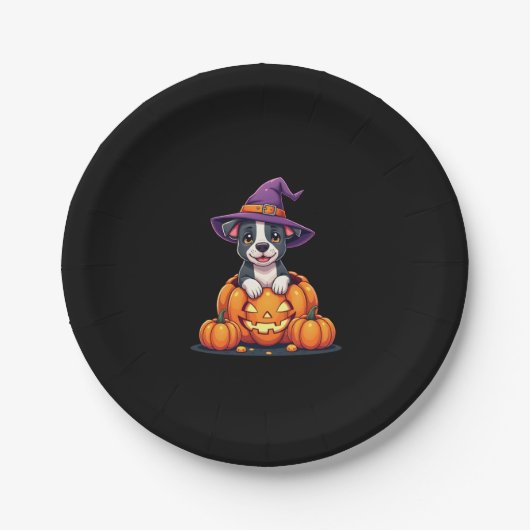 Funny Pitbull Hexch Pumpkin Dog Halloween Mens Wom Pappteller (Vorderseite)