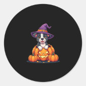 Funny Pitbull Hexch Pumpkin Dog Halloween Mens Wom Runder Aufkleber (Vorderseite)