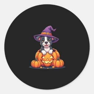 Funny Pitbull Hexch Pumpkin Dog Halloween Mens Wom Runder Aufkleber