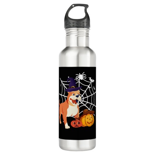 Funny Pitbull Hund Halloween-Kostüm Edelstahlflasche (Vorderseite)
