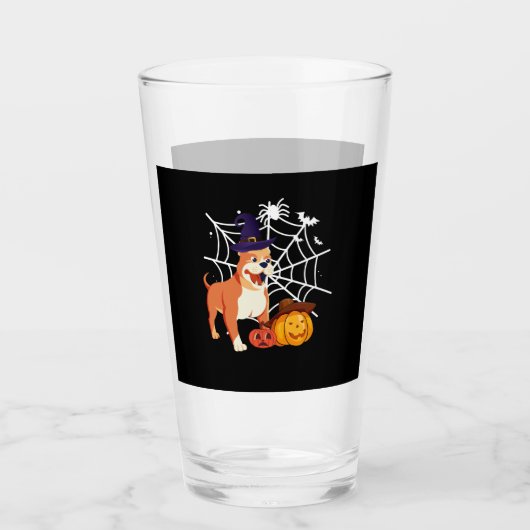 Funny Pitbull Hund Halloween-Kostüm Glas (Vorderseite)