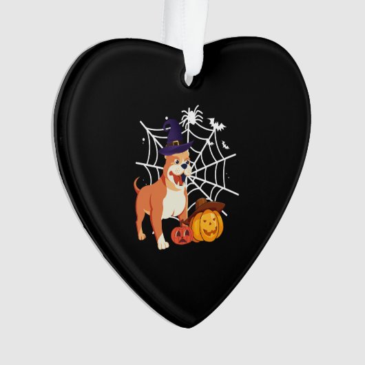 Funny Pitbull Hund Halloween-Kostüm Ornament (Vorderseite)