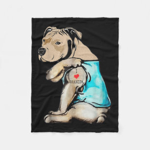 Funny Pitbull Hund I Liebe Grandpa Tattoo Funny Gr Fleecedecke