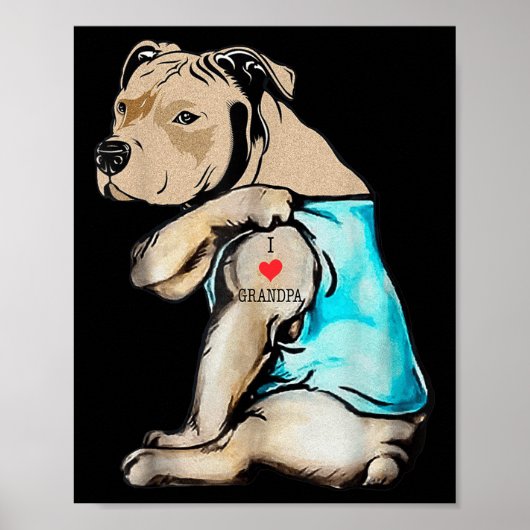Funny Pitbull Hund I Liebe Grandpa Tattoo Funny Gr Poster (Vorne)
