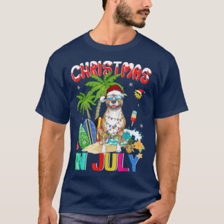 Funny Pitbull Hund in Weihnachtsmannmütze Sonnenbr T-Shirt