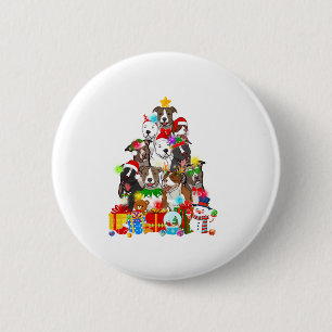 Funny Pitbull Hund Weihnachtsbaum Lichter Welpen H Button
