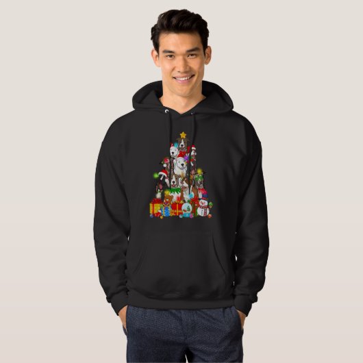 Funny Pitbull Hund Weihnachtsbaum Lichter Welpen H Hoodie (Vorne ganz)