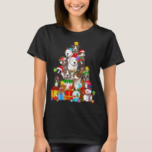 Funny Pitbull Hund Weihnachtsbaum Lichter Welpen H T-Shirt