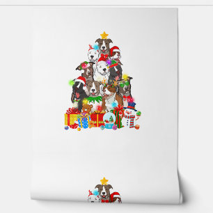 Funny Pitbull Hund Weihnachtsbaum Lichter Welpen H Tapete