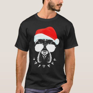 Funny Pitbull Hunde Brille mit Hutbart C T-Shirt