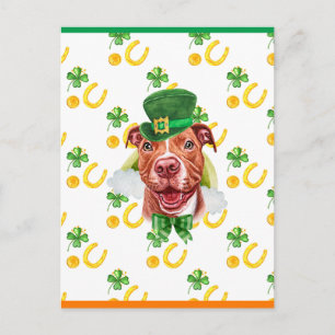 Funny Pitbull Kleeblatt St Patricks Day Feiertagspostkarte