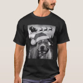 Funny Pitbull Terrier Selfie mit Weihnachtsmann Xm T-Shirt (Vorderseite)