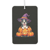 Funny Pitbull Witch Pumpkin Dog Halloween Mens Wom Autolufterfrischer (Vorderseite)