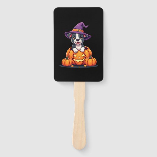Funny Pitbull Witch Pumpkin Dog Halloween Mens Wom Fächer (Vorderseite)
