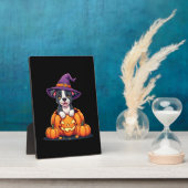 Funny Pitbull Witch Pumpkin Dog Halloween Mens Wom Fotoplatte (Seite)