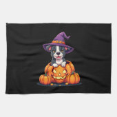 Funny Pitbull Witch Pumpkin Dog Halloween Mens Wom Geschirrtuch (Horizontal)