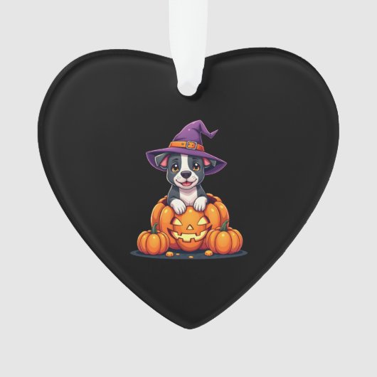 Funny Pitbull Witch Pumpkin Dog Halloween Mens Wom Ornament (Vorderseite)